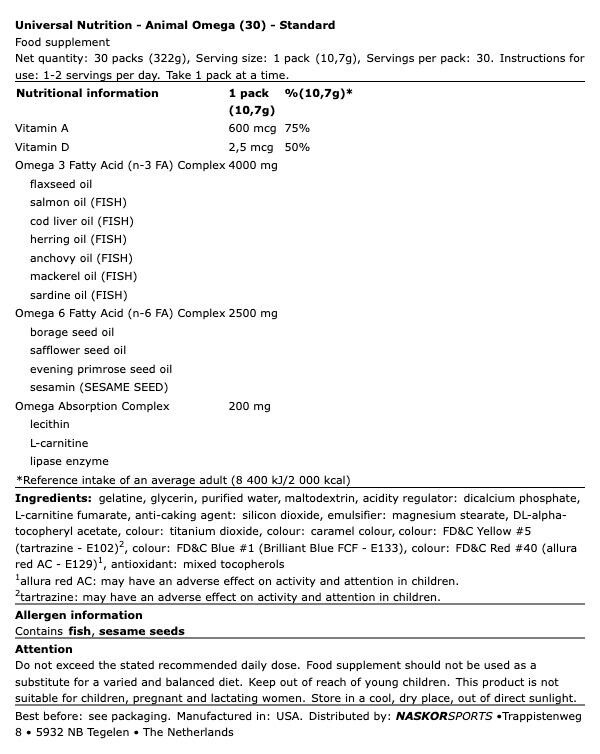 Omega Universal Nutrition Omega Universal Nutrition