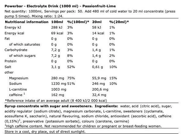 Powerbar electrolyte drink 1000ml