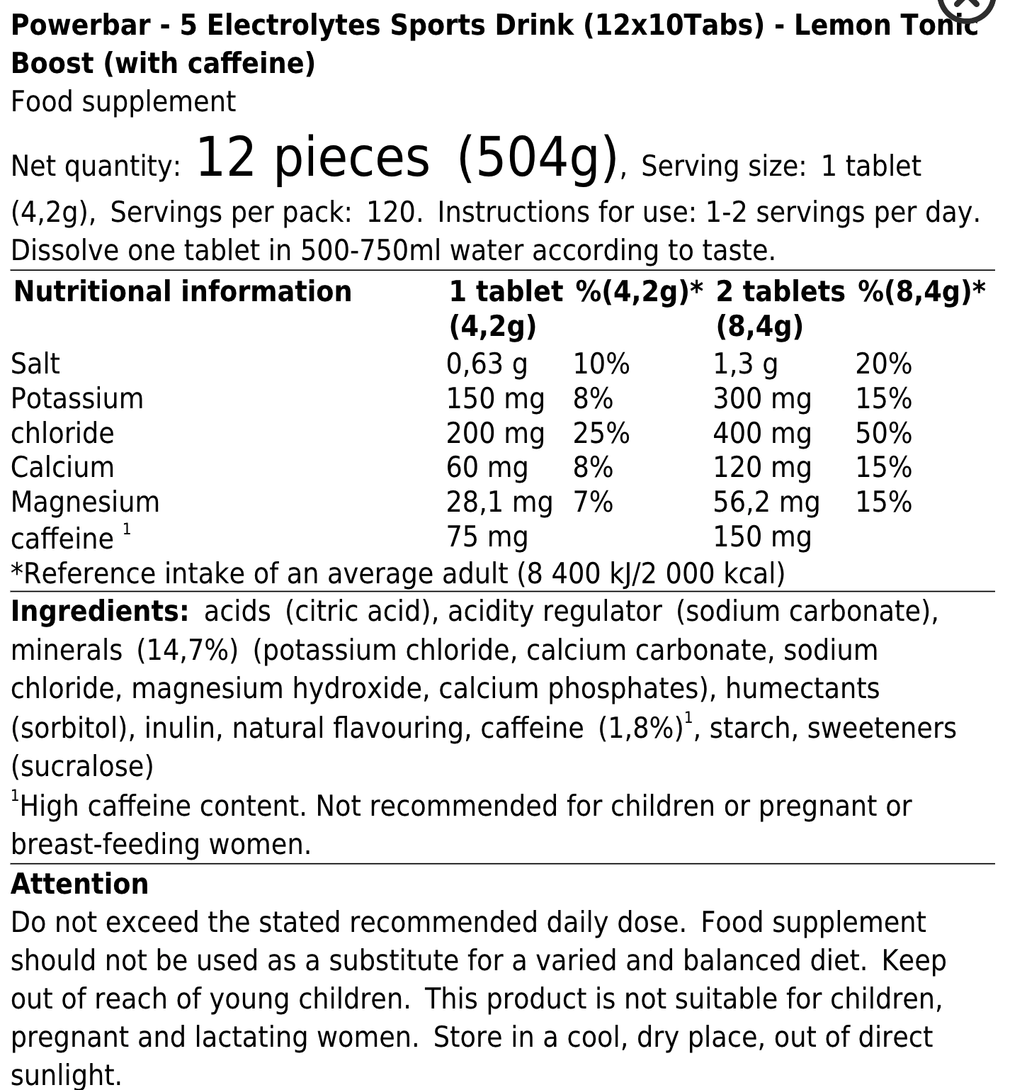Powerbar electrolyte sports drink