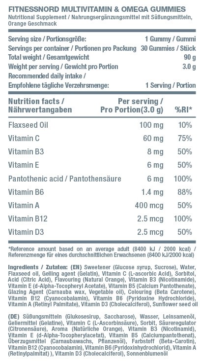 FITNESSNORD MULTIVITAMIN & OMEGA FRUCHTGUMMIES 30 STK