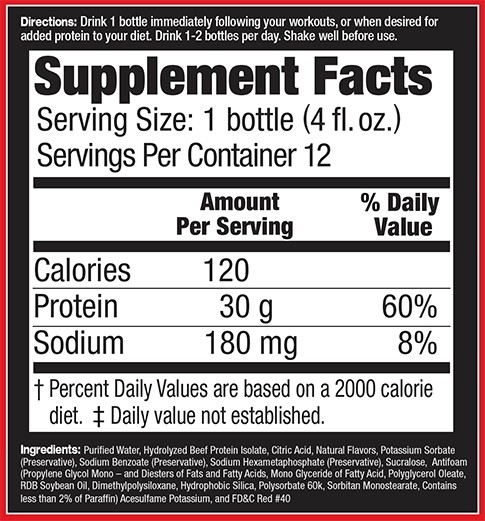 MUSCLEMEDS CARNIVOR LIQUID PROTEIN SHOTS 12 x 118 ml 