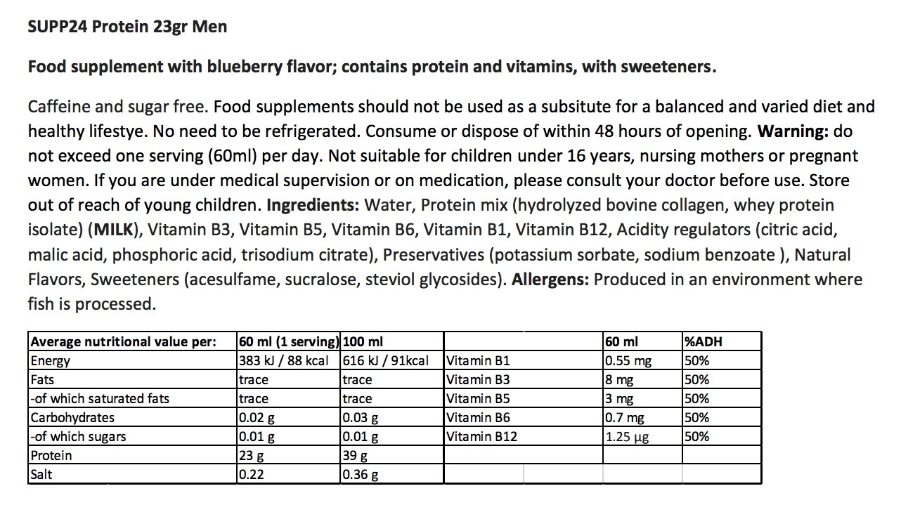 SUPP24 PROTEIN MEN 23 g 1 x 60 ml