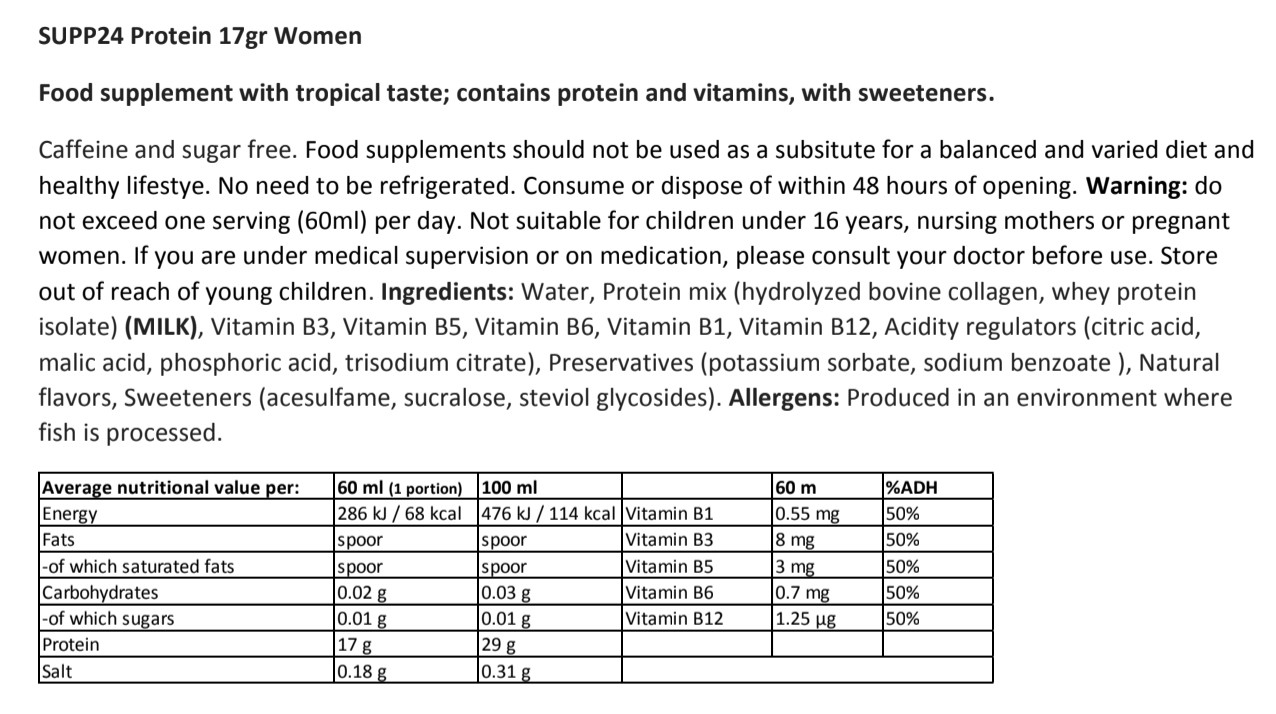 SUPP24 PROTEIN WOMEN 17 g 12 x 60 ml