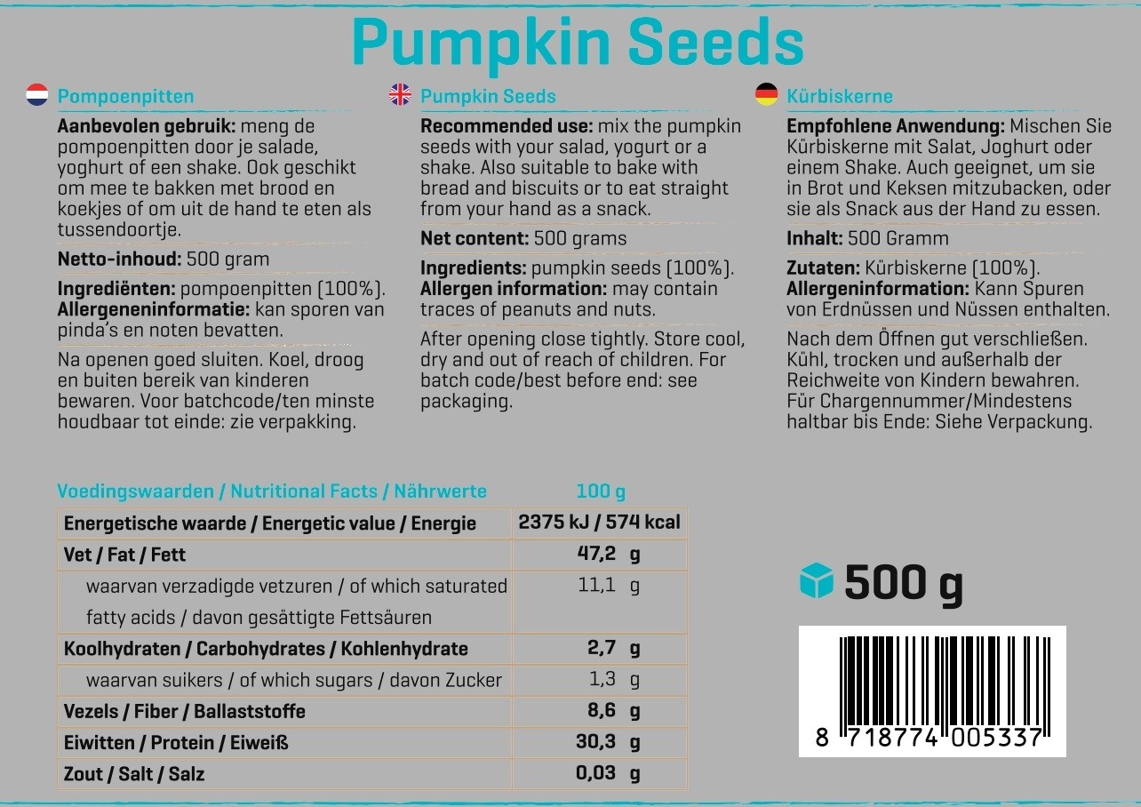 BODY & FIT PURE PUMPKIN SEEDS 500 g 