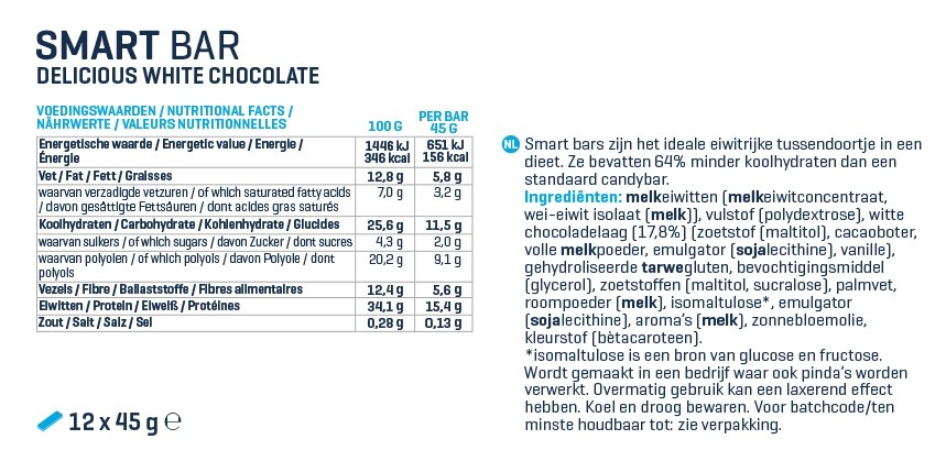 BODY & FIT SMART PROTEIN BAR 12 x 45 g 