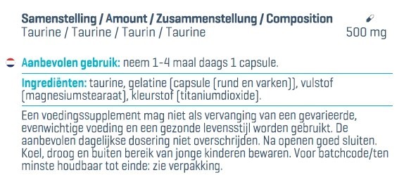 BODY & FIT TAURINE 180 stk 