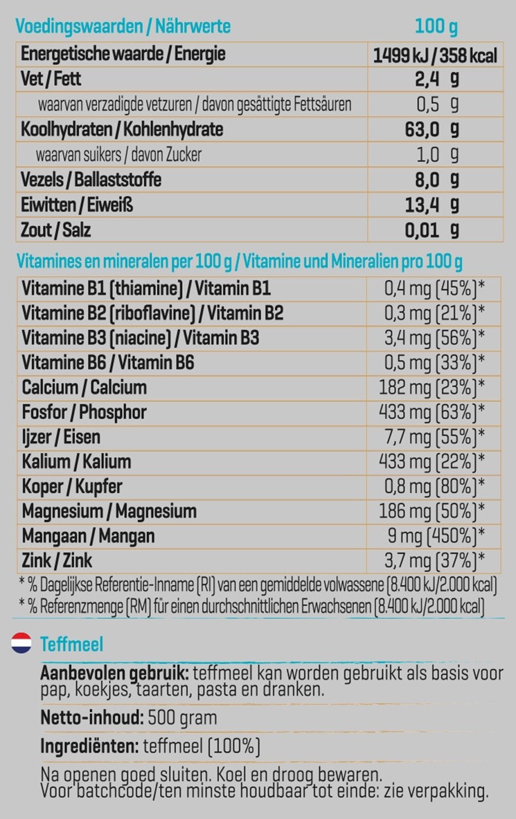 BODY & FIT PURE TEFF FLOUR 500 g 