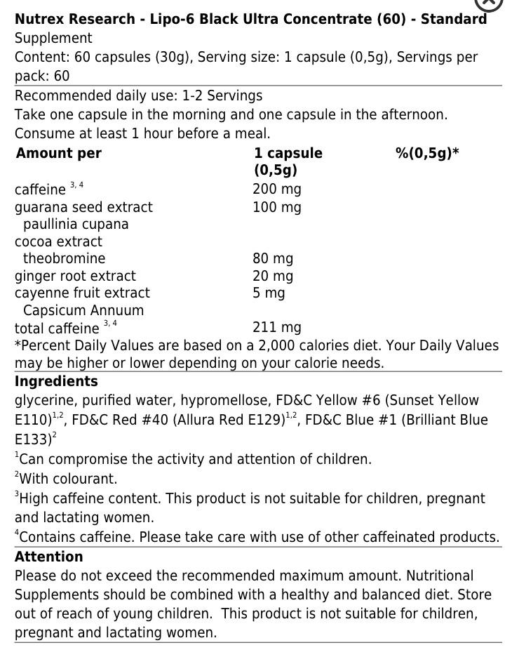 NUTREX LIPO-6 BLACK ULTRA CONCENTRATE 60 stk 