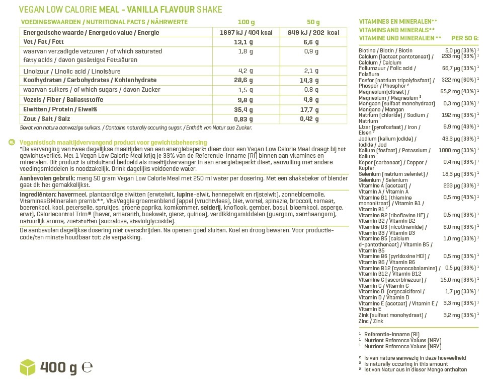 BODY & FIT VEGAN LOW CALORIE MEAL 400 g 