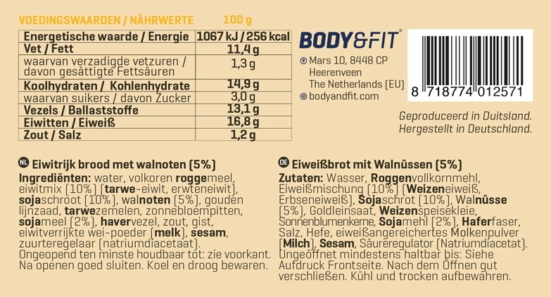 BODY & FIT REDUCED CARB PROTEIN BREAD 250 g 