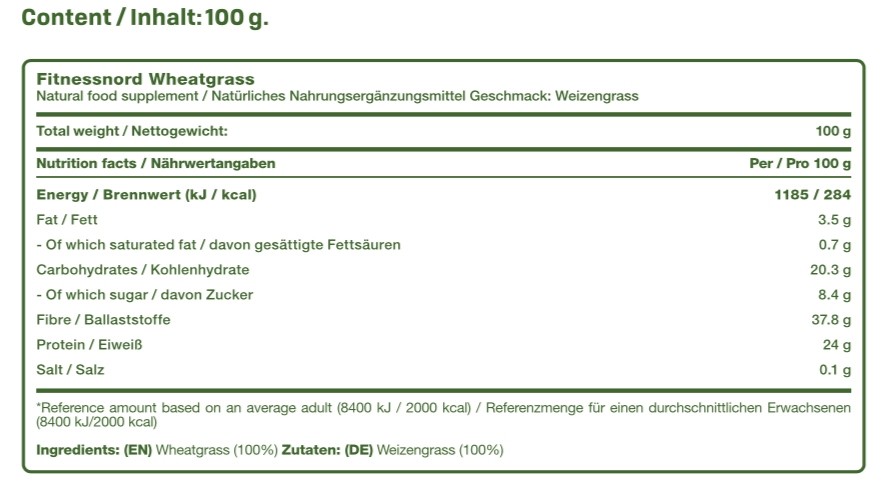 FITNESSNORD NATURALS WHEAT GRASS POWDER 100 g 