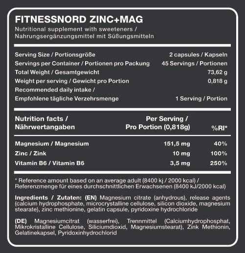 FITNESSNORD ZINC+MAG 90 caps