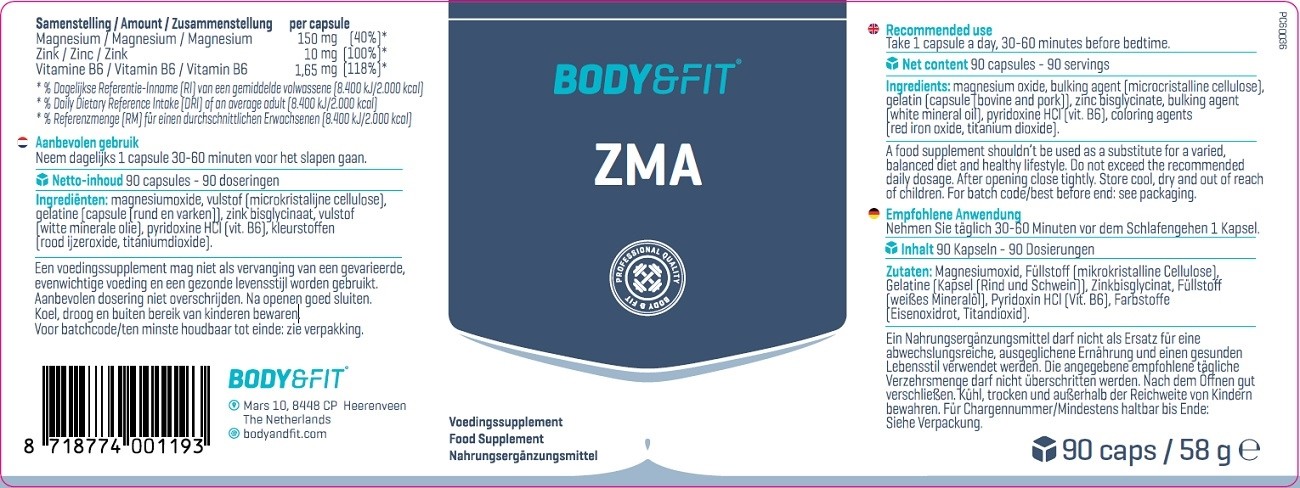 BODY & FIT ZMA 90 stk 