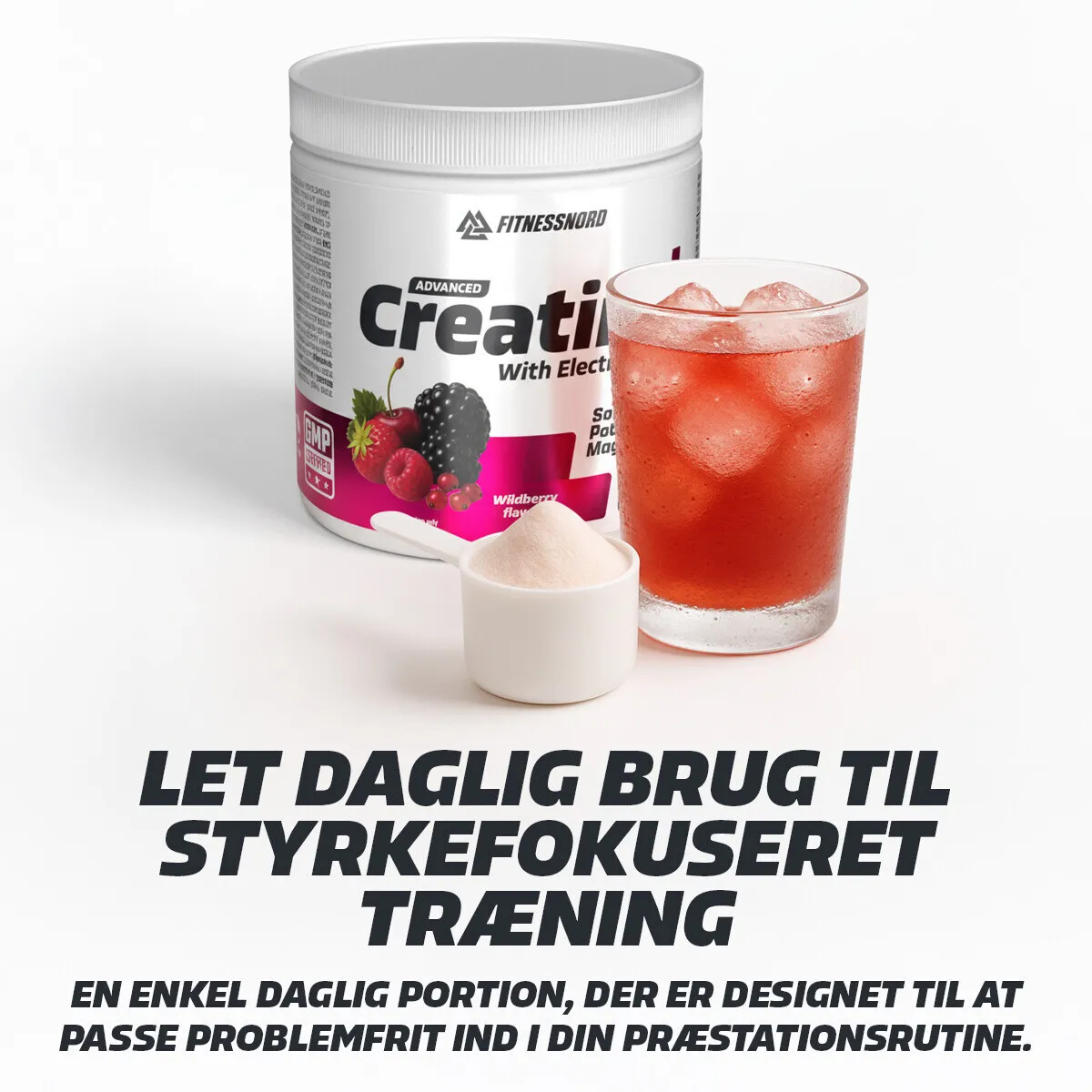 Fitnessnord Kreatin+ Elektrolytter (360 g) - Wildberry