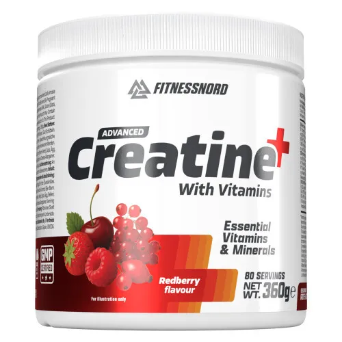 Fitnessnord Kreatin+ med vitaminer (360 g) – Red Berry
