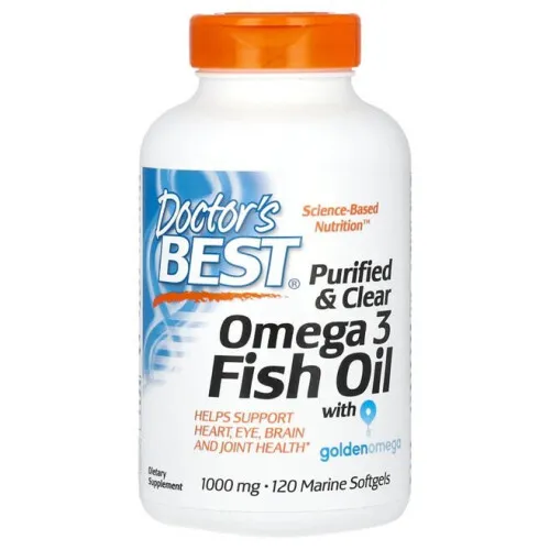 Purified & Clear Omega 3 Fish Olie 1000mg, 120 marine softgels