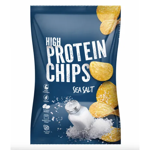 Proteinchips (1 x 60 g) - Sea Salt, Bedst før 30.06.2026