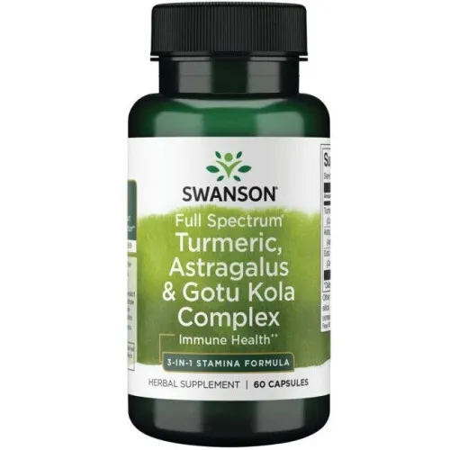 Swanson Fullspektrum Gurkmeja, Astragalus och Gotu Kola Komplex, 60 kapslar