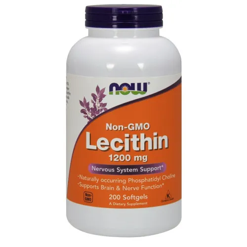 Now Foods Lecitin 1200 mg Icke-GMO, 200 kapslar