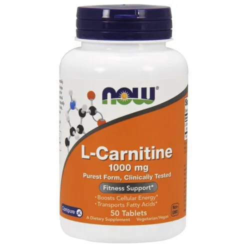 Now Foods L-Karnitin, 1000 mg, 50 tabletter