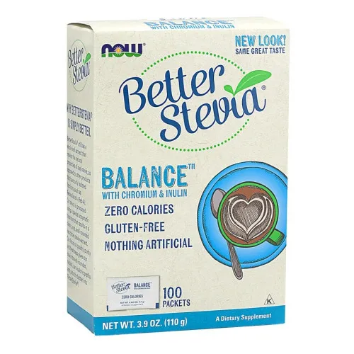 Now Foods Better Stevia Balance med Krom och Inulin, 100 påsar