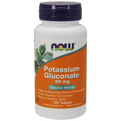 Now Foods Kalium Glukonat, 99 mg, 100 tabletter