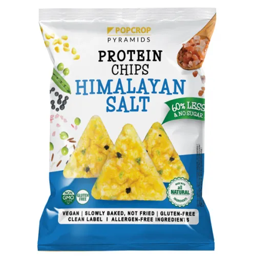 Høj Protein Pyramide Chips (60 g), Bedst før 21.10.2025 - Himalayan Salt