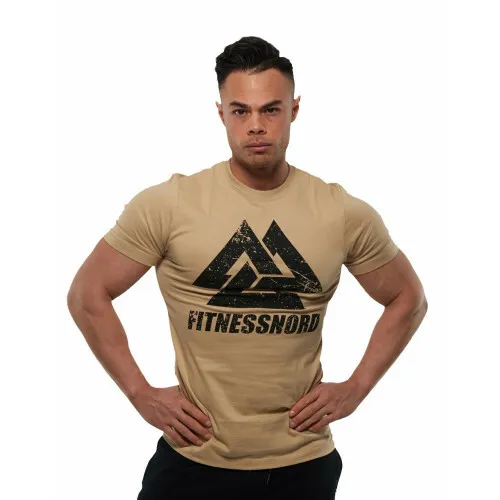 Herr t-shirt i sand färg med logo