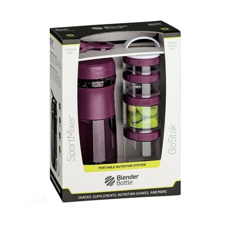 BLENDER BOTTLE COMBO PAK SPORTMIXER GO STACK (28OZ SHAKER + GO STACK STARTER 4 PAK) BLACK