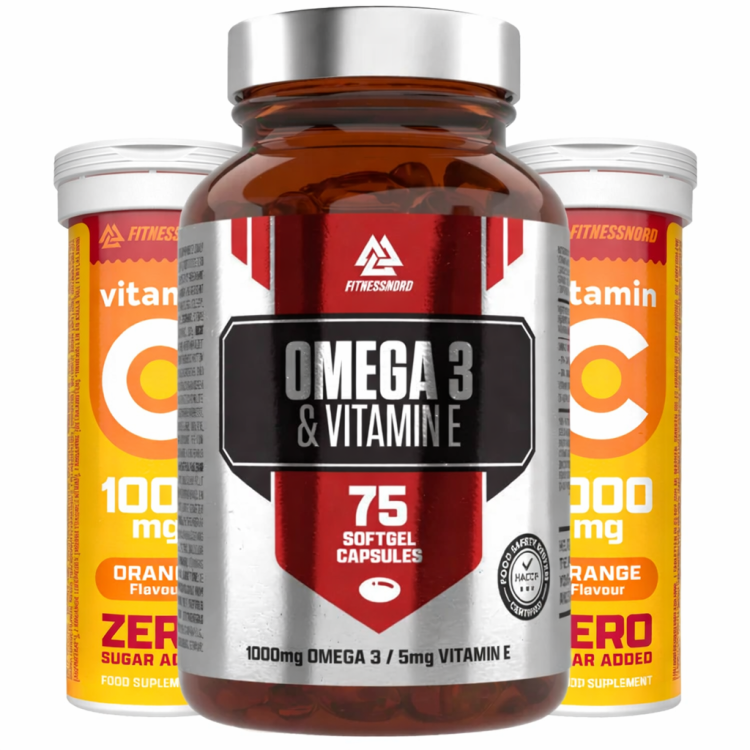 BUY 1 Omega-3 med E-vitamin (75 kapsler) GET 2 C-Vitamin 1000 mg Brusetabletter GRATIS