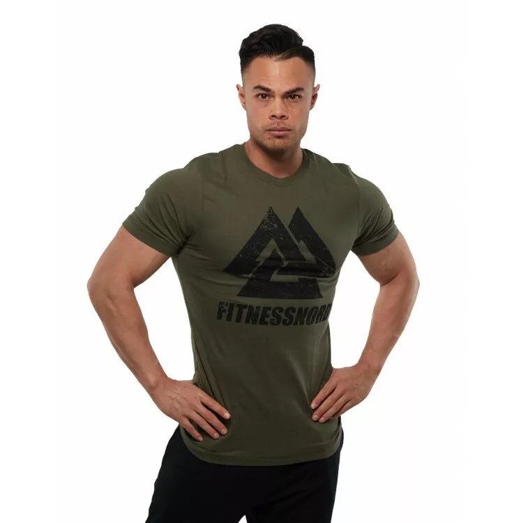 Herr t-shirt i army grön med logo