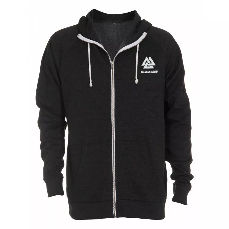 Unisex hoodie med dragkedja i mörkgrå