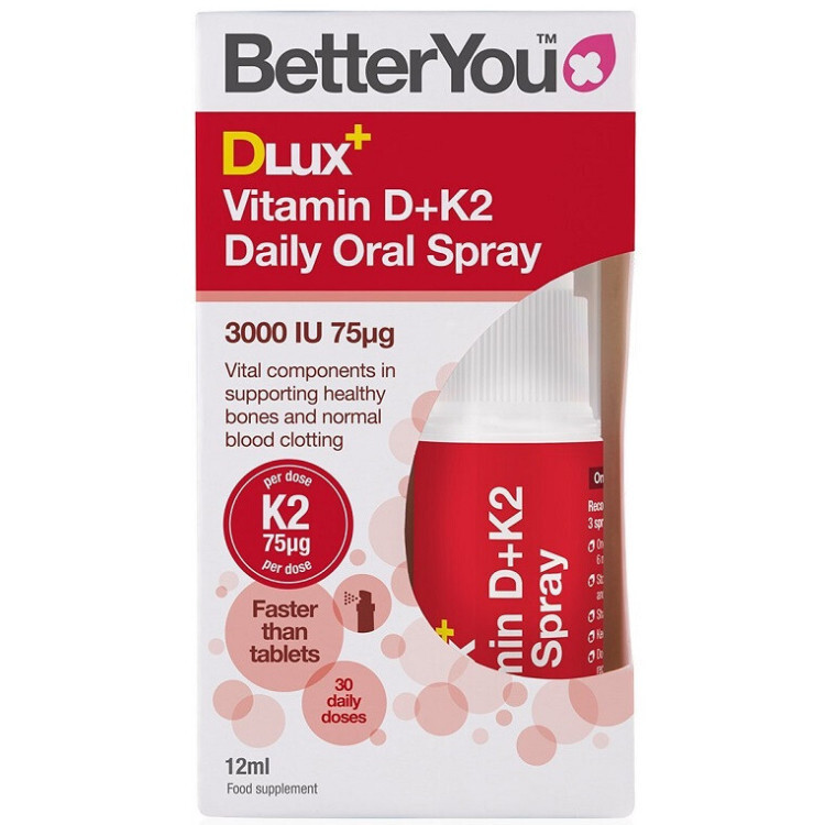 DLux+ Vitamin D+K2 Daily Oral Spray, 12 ml.