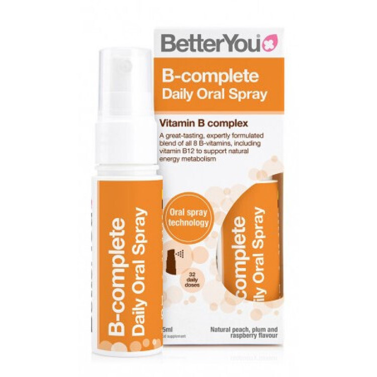 B-complete Daily Oral Spray Natural Peach Plum & Raspberry, 25 ml.