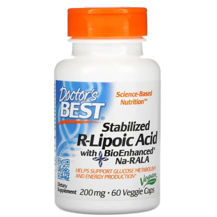 Stabilized R-Lipoic Acid med Na-RALA 200mg, 60 vkapsler