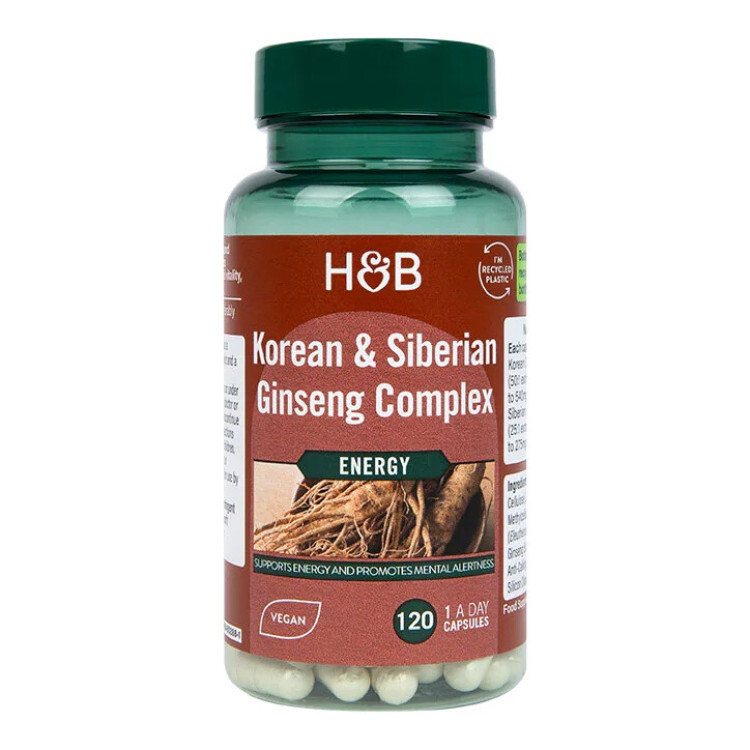 Korean & Siberian Ginseng kompleks, 120 vkapsler