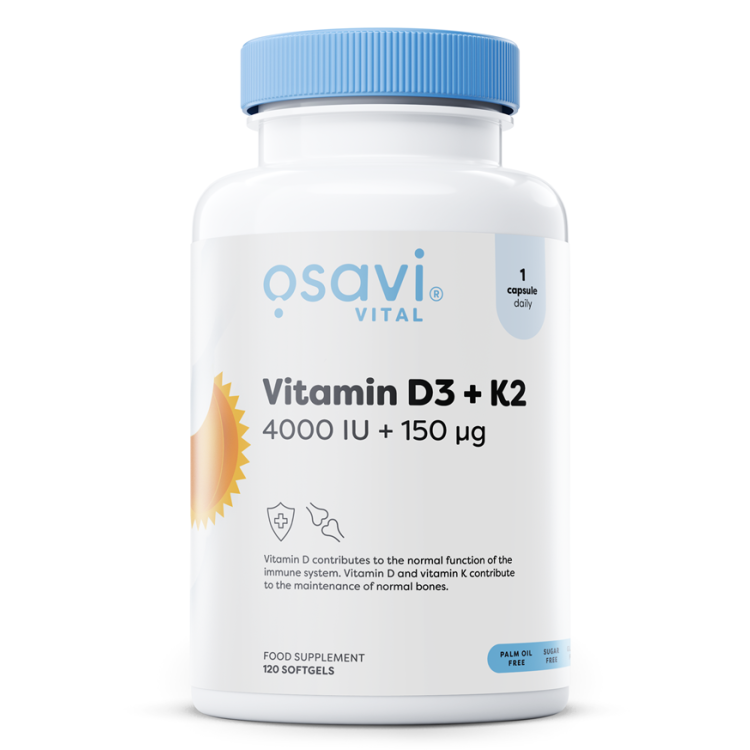 Vitamin D3 + K2 4000IU + 150mcg 120 softgels
