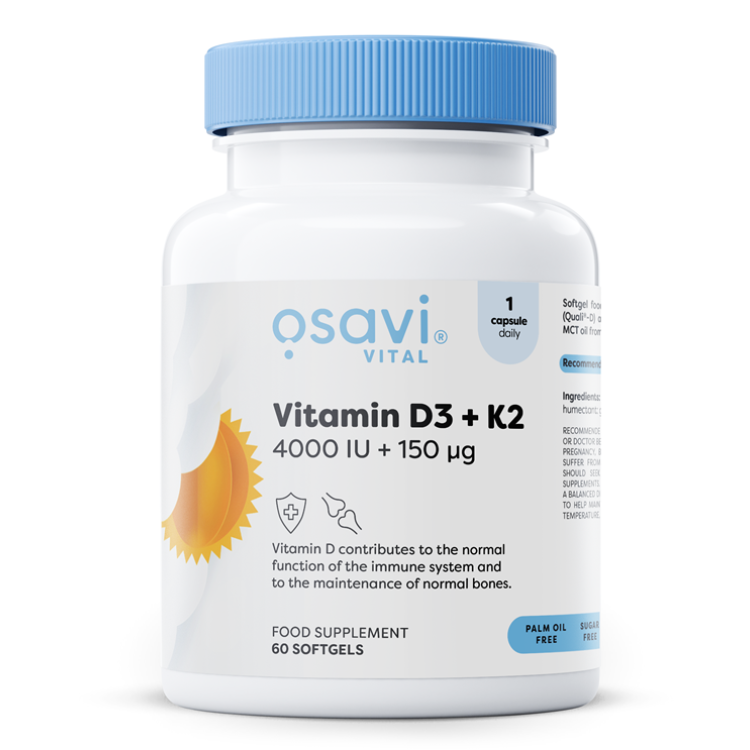 Vitamin D3 + K2 4000IU + 150mcg 60 softgels