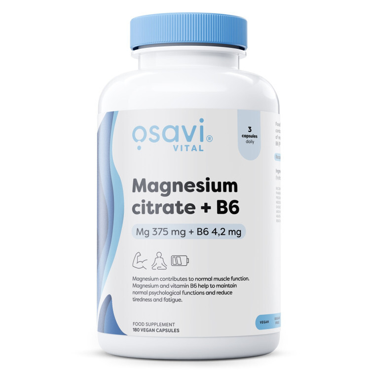 Magnesium Citrate + B6 375mg + 4.2mg 180 v-kapsler