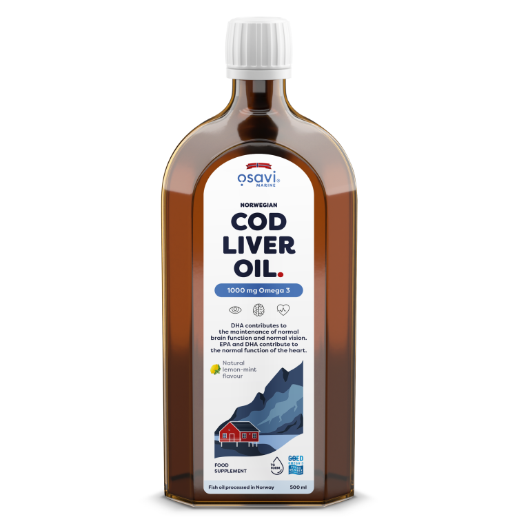 Norwegian Cod Liver Oil 1000mg Omega 3 (Lemon-Mint) 500 ml.