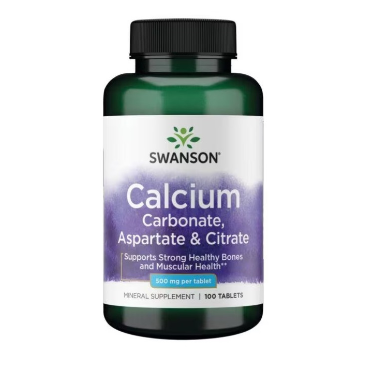 Swanson Kalcium Karbonat, Aspartat & Citrat, 500 mg, 100 tabletter
