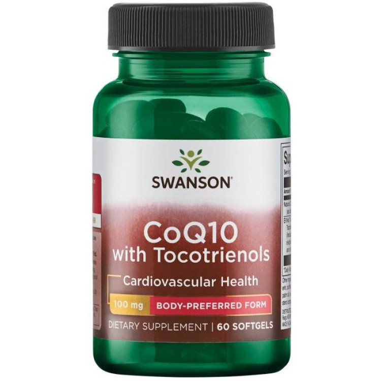 Swanson CoQ10, 100 mg med 10 mg Tokotrienoler, 60 kapslar