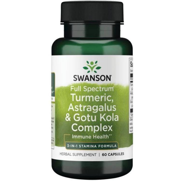 Swanson Fullspektrum Gurkmeja, Astragalus och Gotu Kola Komplex, 60 kapslar