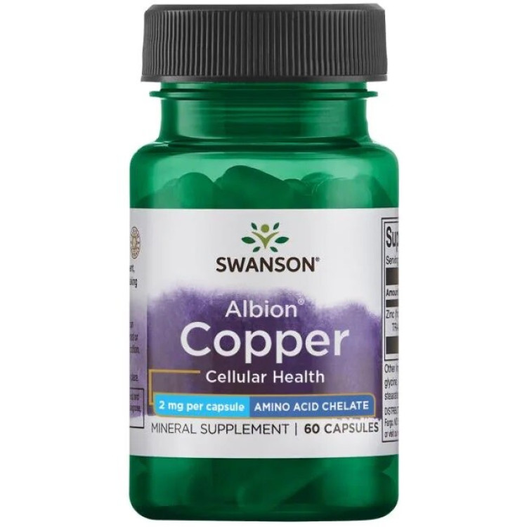 Swanson Albion Koppar, 2 mg, 60 kapslar