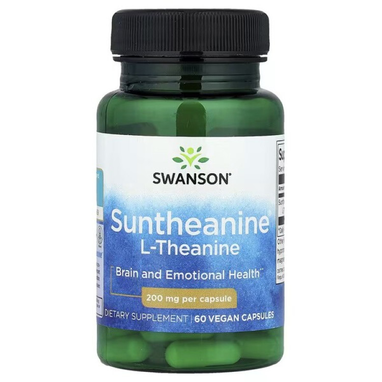 Swanson Suntheanine L-Teanin, 200 mg, 60 kapslar