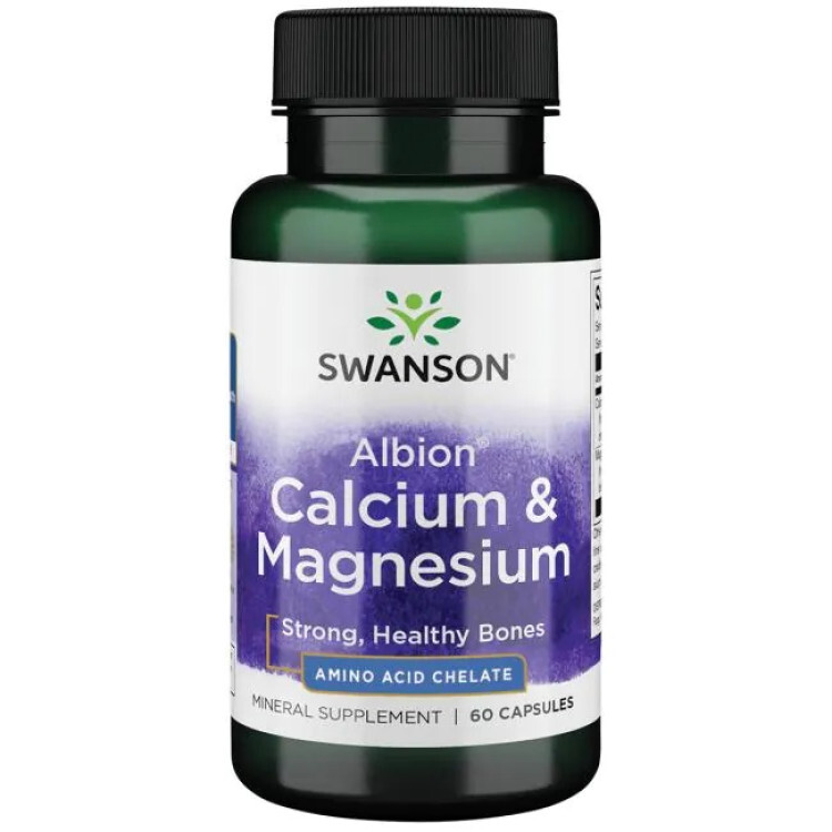 Swanson Albion Kalcium & Magnesium, 60 kapslar