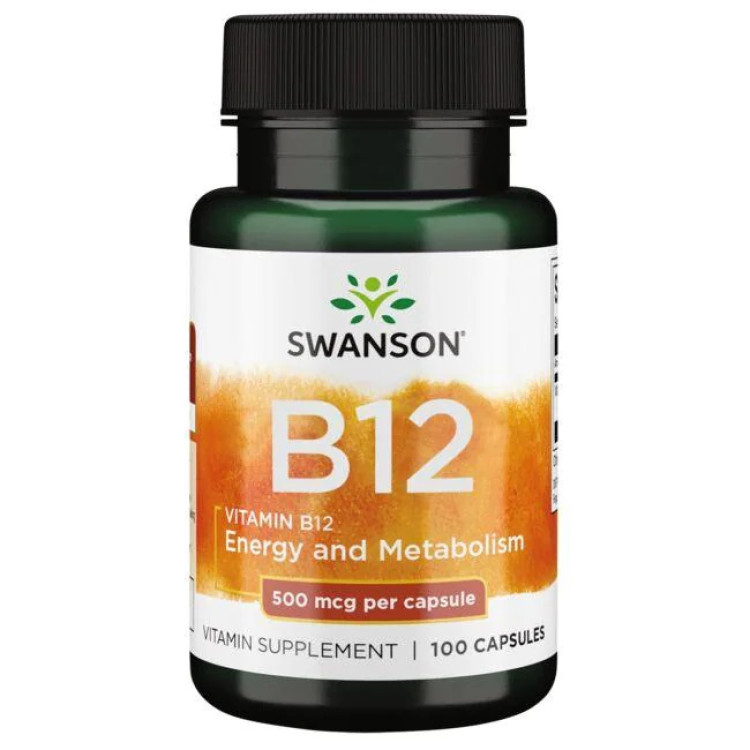 Swanson Vitamin B12, 500 mcg, 100 kapslar