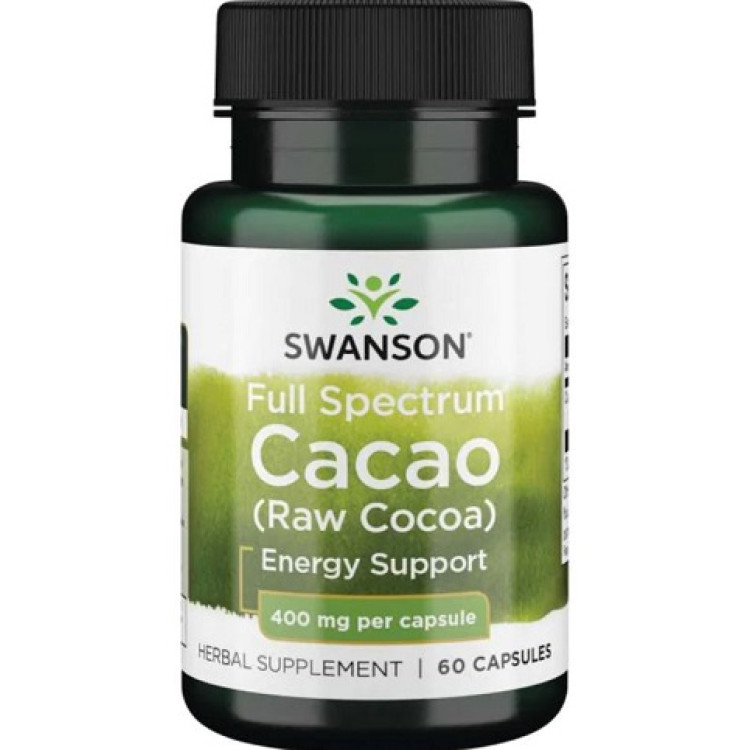 Swanson Fullt Spektrum Kakao (Rå Kakao), 400 mg, 60 kapslar