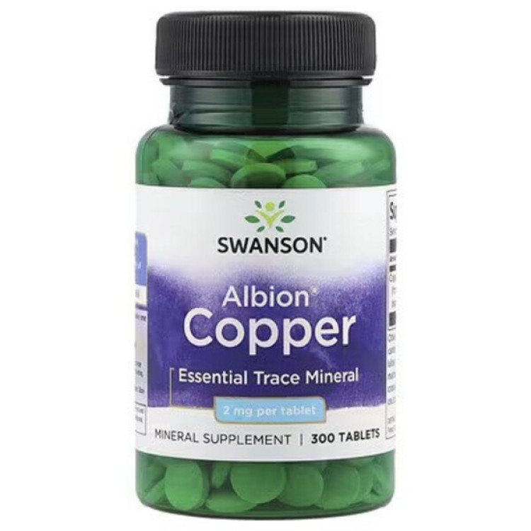 Swanson Albion Koppar, 2 mg, 300 tabletter