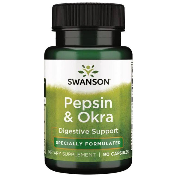 Swanson Pepsin & Okra, 90 kapslar